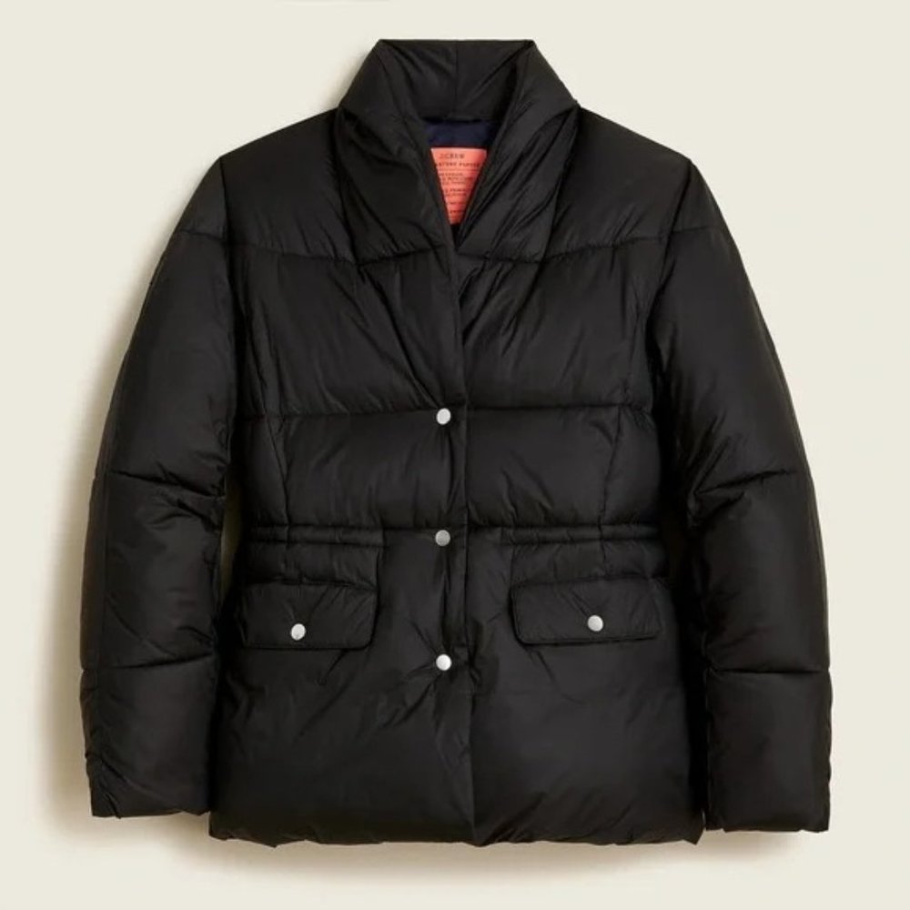 J Crew Black Alps Puffer Jacket with Primaloft